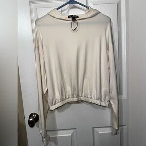 Charollette Russe Women's Cream long sleeve lightweight Hoodie elastic waistband